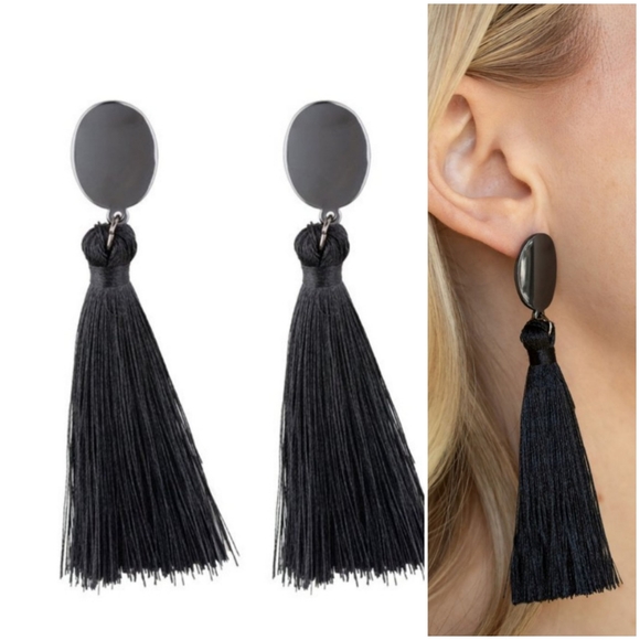 VA VA FLUME BLACK TASSEL EARRINGS